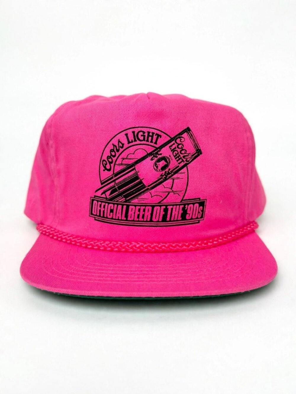 Vintage Coors Light Hat Hot Pink Official Beer of the 90s Rope Snapback
